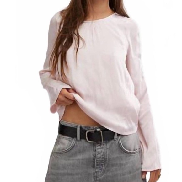 Free People Pink Rose Blouse with Black Details - Picture 2 of 6